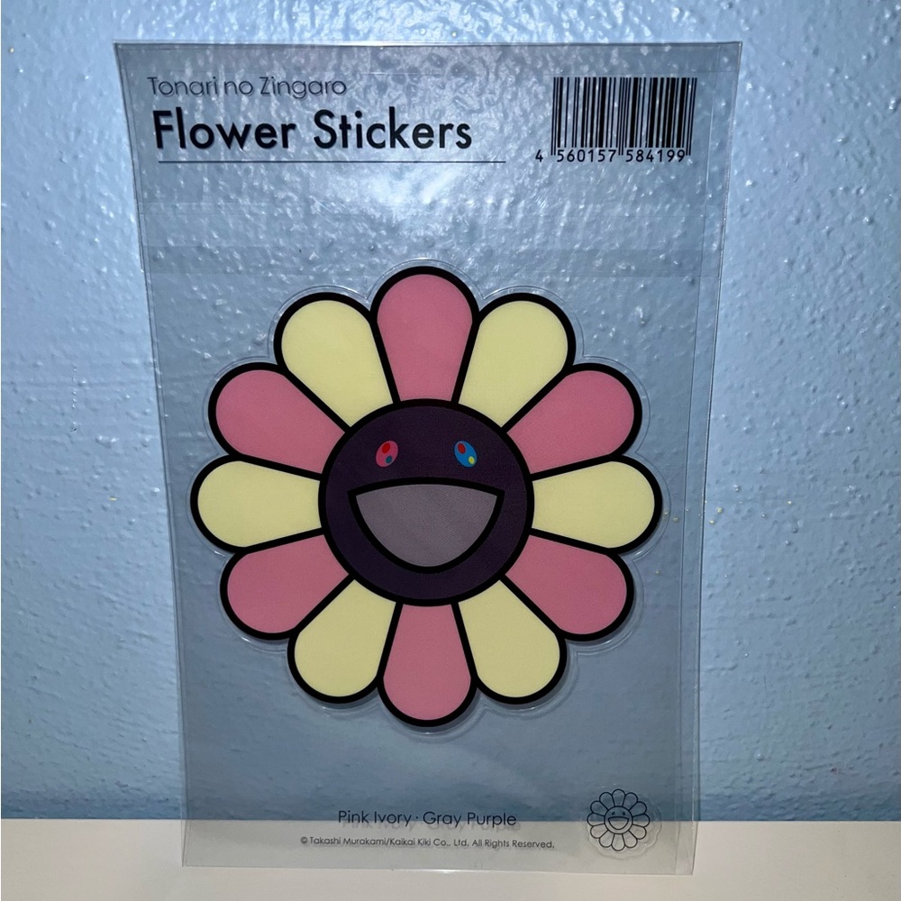 Takashi Murakami Flower Sticker 100% Authentic Pink Ivory - Gray Purple